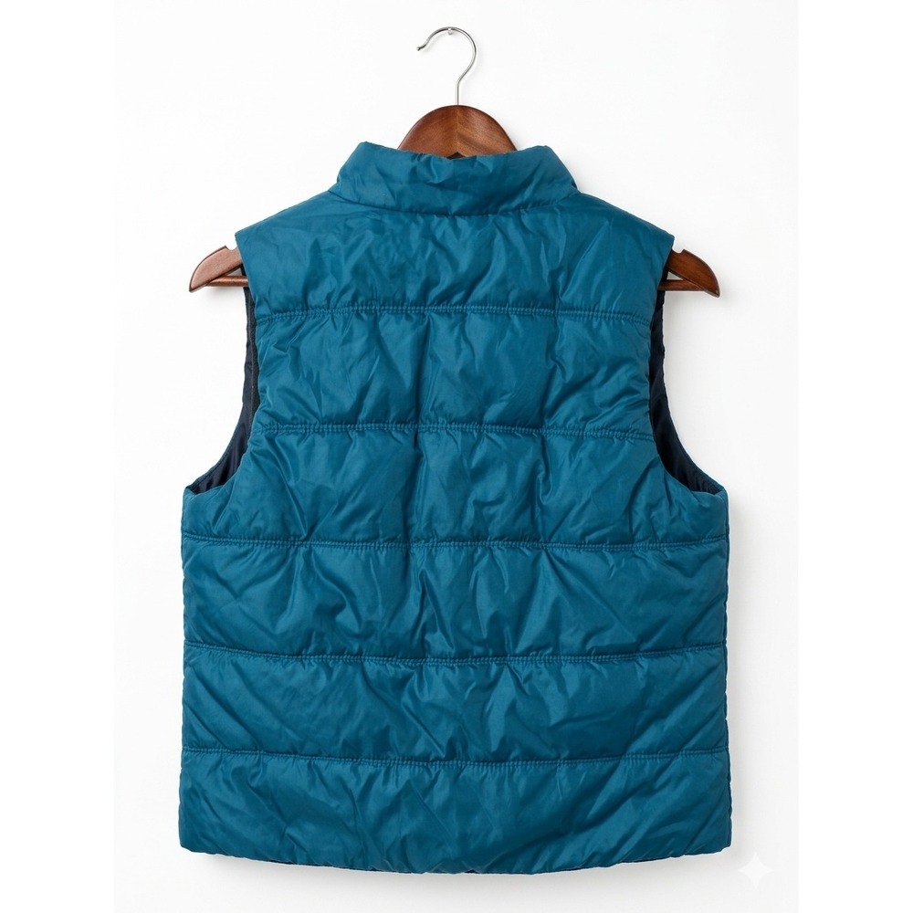 Vintage Y2K American Eagle Teal Puffer Vest Cozy Fleece Lined Warm Winter Layer - Picture 2 of 6